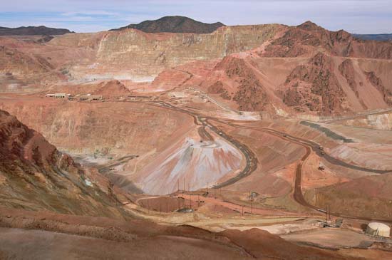Copper is mined in the Morenci mining district in southern Arizona. The state is a major copper producer.