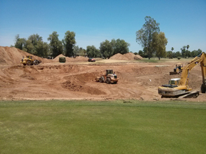 Part of the golf course renovation includes deepening and enlarging several ponds. Shown in work behind the 12th hole. / San Marcos Men's Golf Club photo