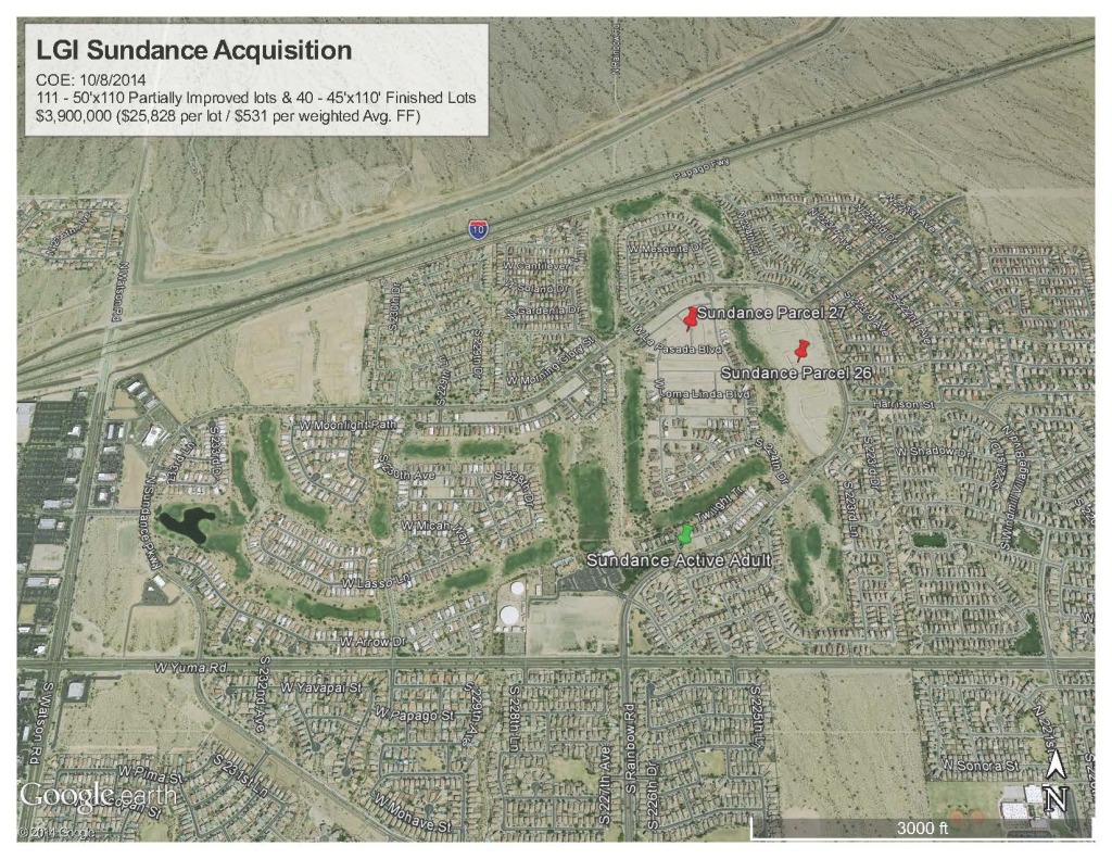 LGI Homes Closes on Additional South Buckeye Lots within Sundance MPC ...