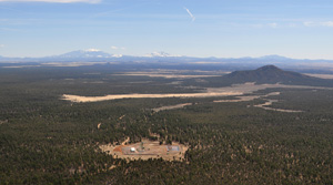 The Canyon Mine in the Kaibab National Forest south of the Grand Canyon, opened in the 1980s, is shown from the air. / Photo by Tara Alatorr