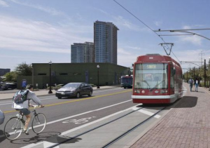 A Valley Metro rendering shows what a future streetcar might look like as it travels through Tempe / Photo/Valley Metro rendering