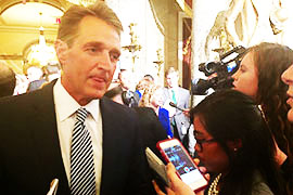 Sen. Jeff Flake, R-Arizona, said there were some parts of the speech to like - trade and Cuba - and others, like tax increases, to dislike./Cronkite News