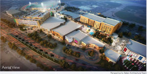 An artist's rendering depicts The Avenue Shoppes at P83, an entertainment, retail and restaurant addition to the city's sports and entertainment district.