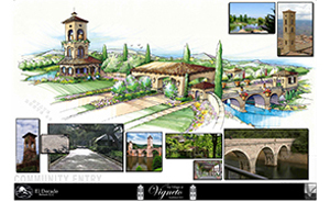 Conceptual art of the main entrance of The Villages at Vigneto