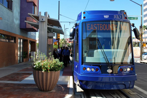 A view of the modern streetcar that runs 3.9 miles of track connecting the west and east ends of downtown Tucson./Independent Newsmedia:Terrance Thornton