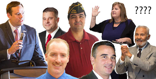 Possible candidates for the 2016 city council elections include (from left) Mayor Christian Price, Bridger Kimball, Dan Frank, Leon Potter, Rich Vitiello, Nancy Smith and Marvin Brown./inMaricopa.com