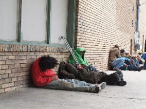 Homeless men in Denver