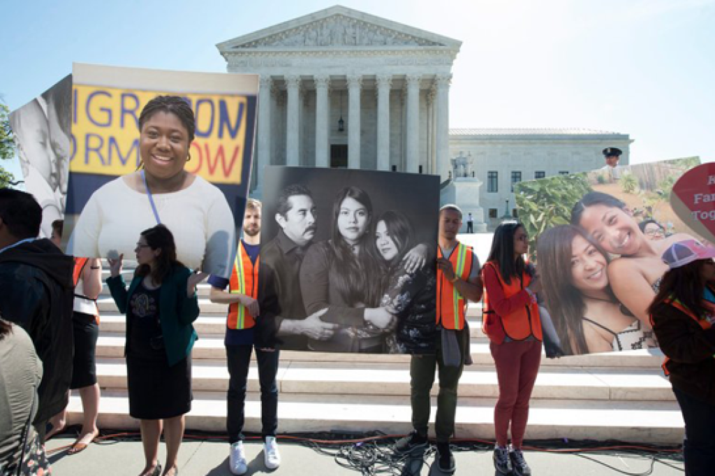 A rally outside the Supreme Court in April to show support for people affected by the challenged program Deferred Action for Parents of Americans and Lawful Permanent Residents. : /Credit Michael Reynolds:European Pressphoto Agency .jpg
