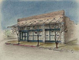 The historic Florence General Store, a favorite of locals and visitors for many decades, was destroyed by fire in 2011./Drawing courtesy of Don Bearwood
