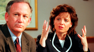 John and Patsy Ramsey speak during a news conference May 1, 1997.