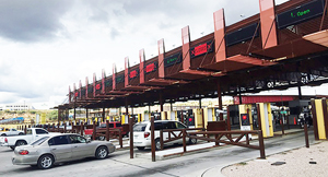 Cars wait in line for inspection at the Mariposa Port of Entry in Nogales/ Photo courtesy of Customs and Border Protection