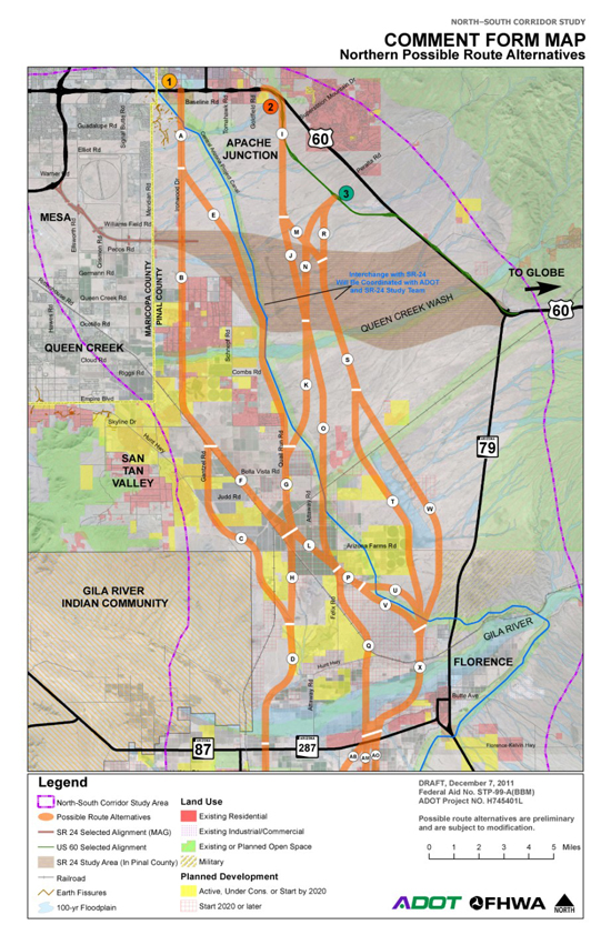 The northern possible route alternatives /Courtesy of ADOT