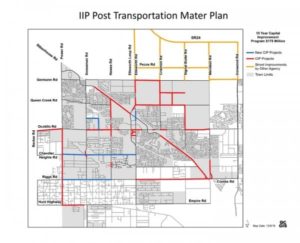 A map of the town’s capital improvement projects. (Courtesy of the town of Queen Creek) 